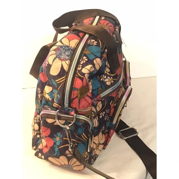 Likekid Crossbody Purse Bag Navy Pink Blue Floral Daisy Medium Sized - Picture 6 of 10